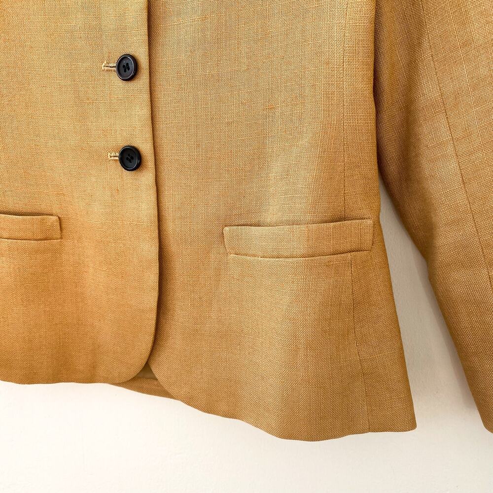 Vintage 70's Bill Blass 3 Pc Suit Set Blazer & 2 Skirts Linen Pencil Brown Sz 8 - Picture 4 of 13